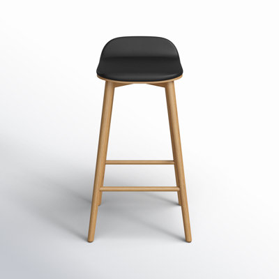  26'' Seat Height Counter Stool - Solid Wood Frame and Genuine Leather Seat