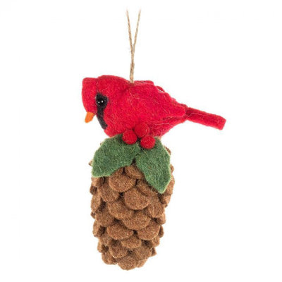 Cardinal On A Pinecone Ornament