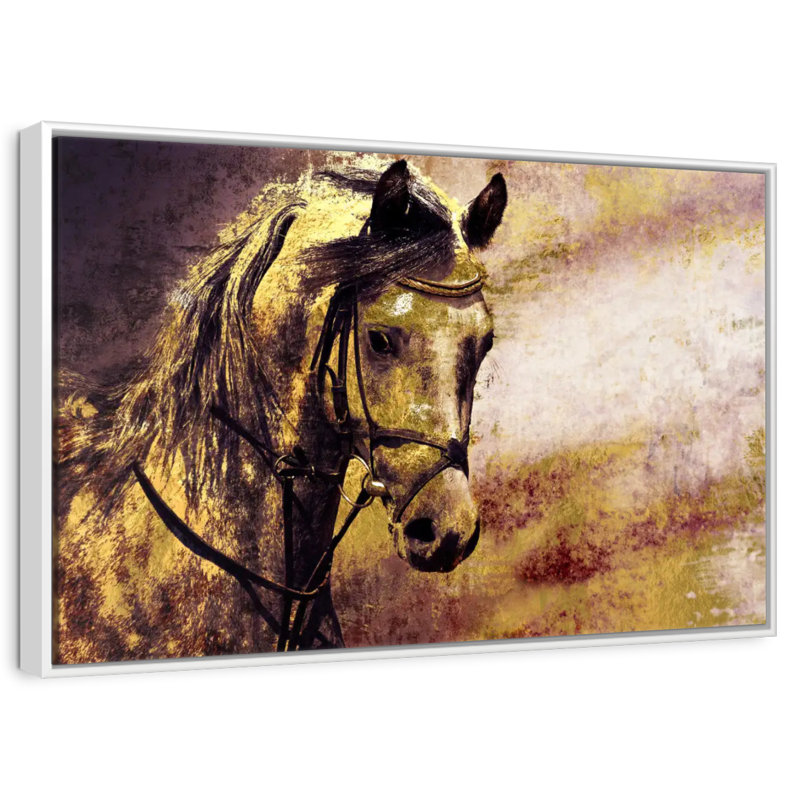 Arabian Horse Portrait, 46" X 31", Floating Frame White