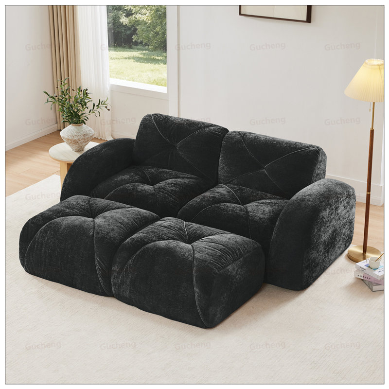 Canapé en forme de U sans os avec velours doux, conception capitonnée, éponge haute densité, sans assemblage, ergonomique et antidérapant