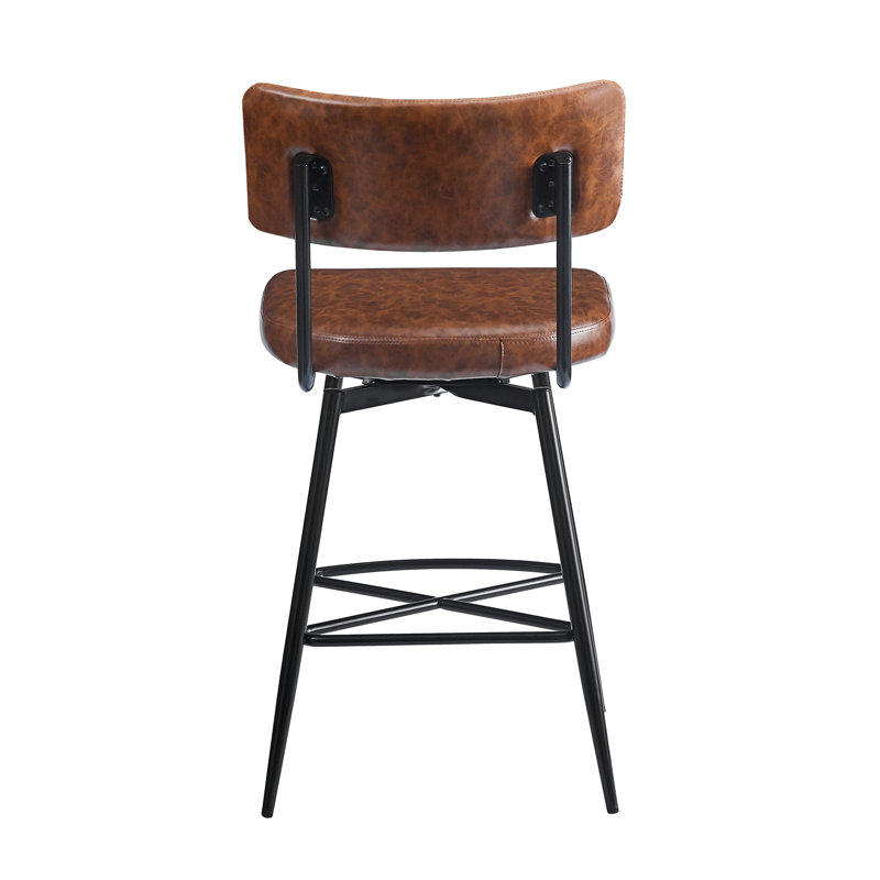 Ensemble de 2 tabourets de comptoir pivotants 26 "rétro, ensemble de 2 tabourets de comptoir brun avec structure en fer, coussin éponge en polyuréthane, repose-pieds, convient à la cuisine / chambre à coucher / salle à manger.