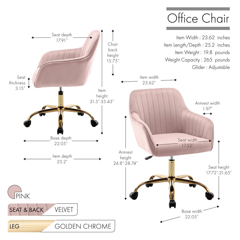 Chaise de travail Rhone, Rose
