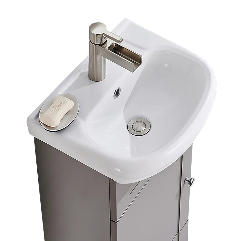 Mini-meuble-lavabo simple 18 po avec lavabo moderne 18 po, Brun