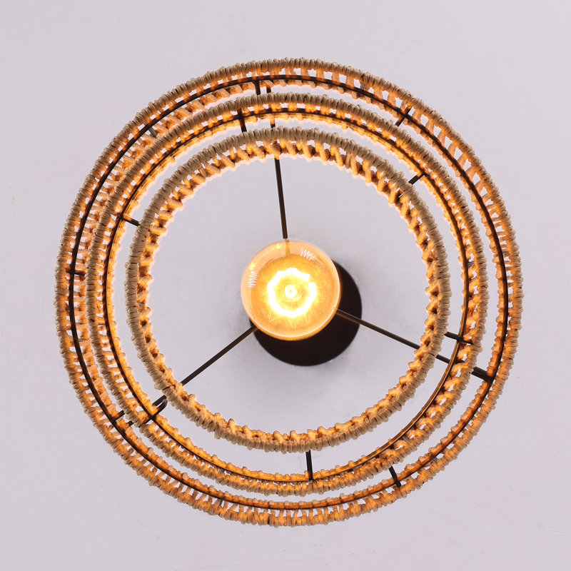 1 - Light Farmhouse Rattan Boho Single Pendant Light