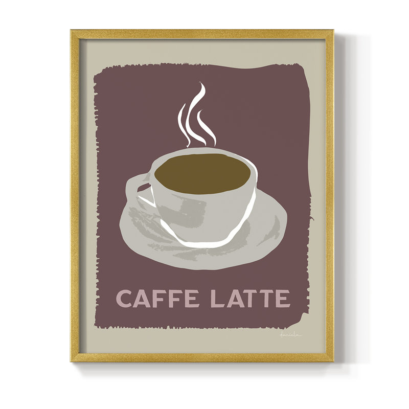 Modern Coffee III Framed Print - Solid Wood, 15" H x 12" W, Gold