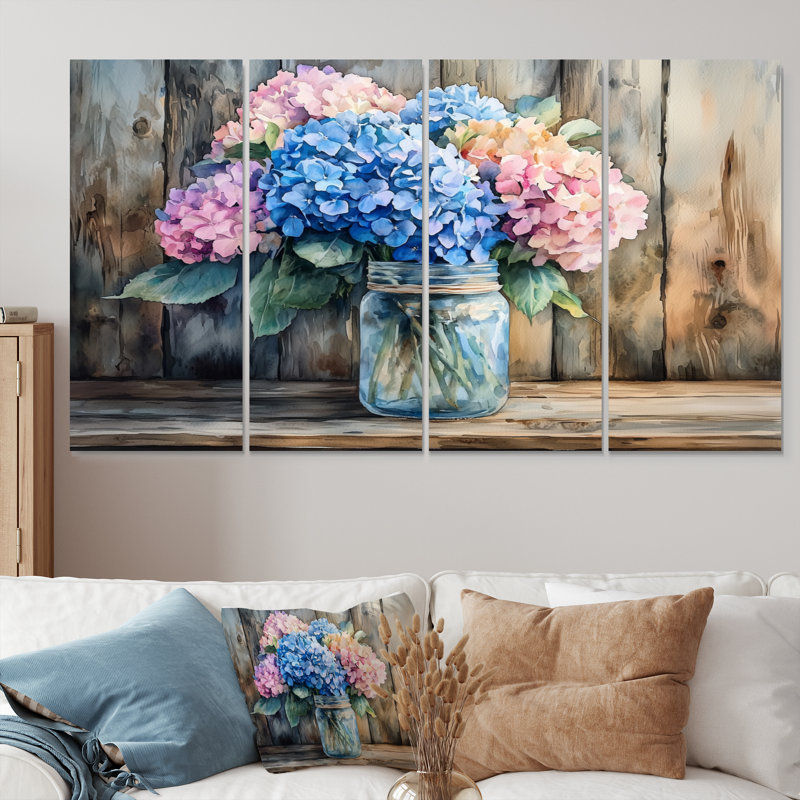 Cedarvale - Assortiment de bouquets - Art mural traditionnel sur toile, 4, H 28 po x l 48 po