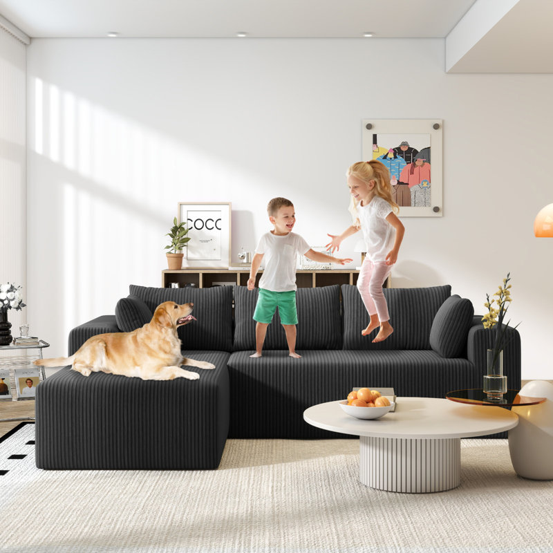 Boneless 105.5 ''Modular Sectional Sofa Couches L-Shape Couch 3 Seat Modular Sofa Memory Foam Sectional Couches For Living Room
