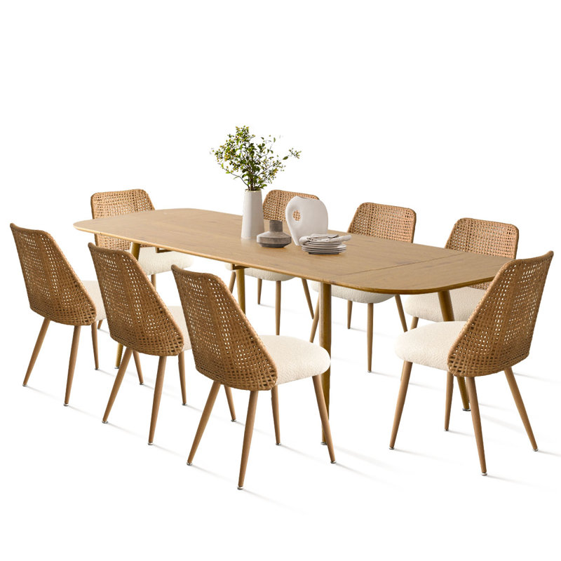 Atkins 8-Person Extendable Boucle Dining Set