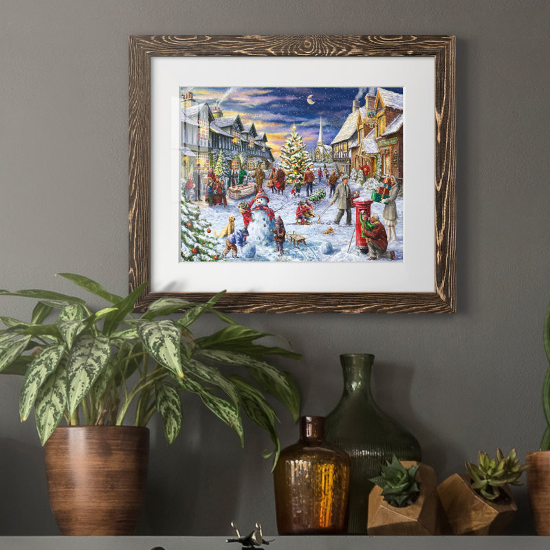 «Christmas Eve» par J Paul - reproduction d'art sur papier encadrée, H 20 po x l 17 po x P 1,5 po, Papier, cadre noyer