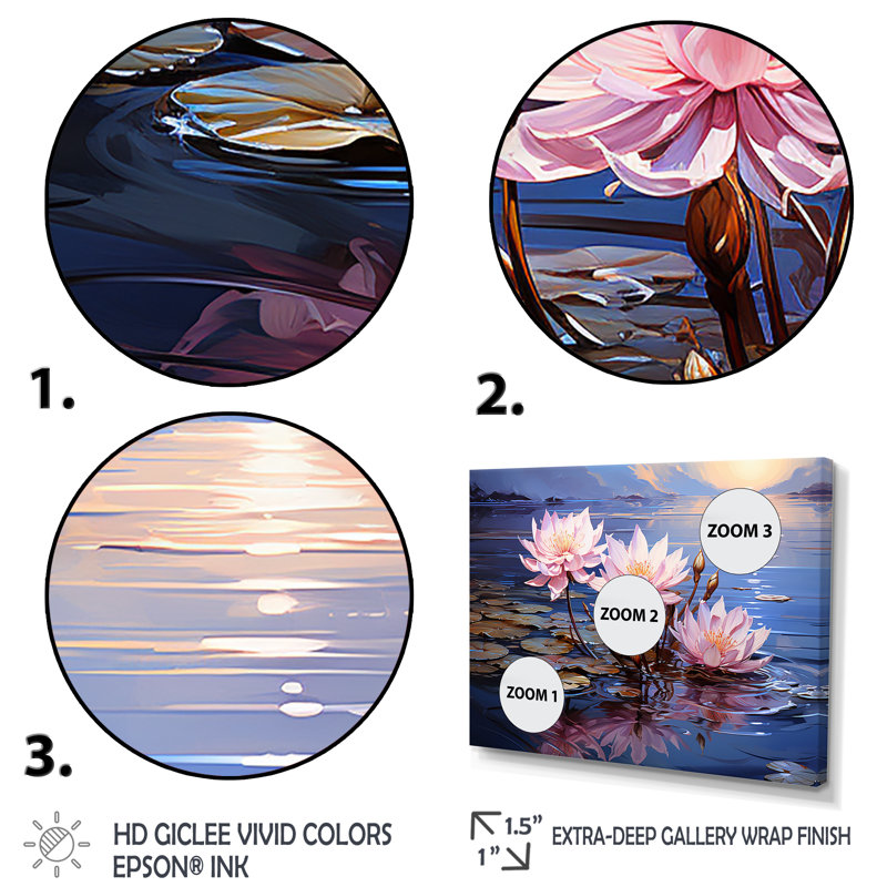 Impression sur toile encadrée «Riverside Blooms fleurs sur rivière II», Cadre flottant doré, H 12 po x l 20 po x P 1 po