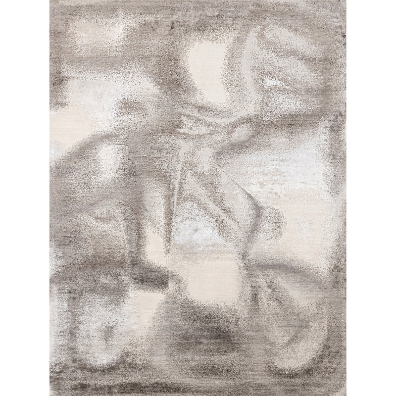 Hand Knotted Abstract Area Rug in Sand/Beige/Gray, Rectangle 9' x 12'