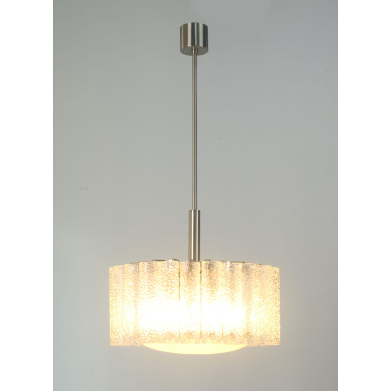 Lustre vénitien, Verre lisse transparent, Nickel satiné, 18” Width x 8” Height