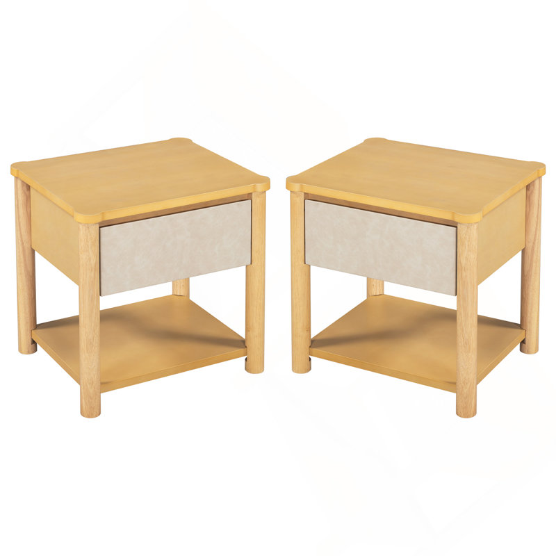 Table de chevet en bois, tables de chevet modernes avec tiroir, table de chevet Farmhouse, Naturel / Beige