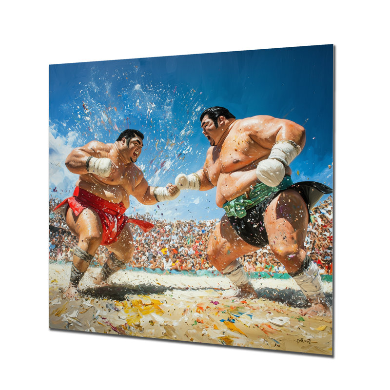 Sumo Wrestling Match Japon - décor en métal, impression industrielle, H 16 po x l 16 po