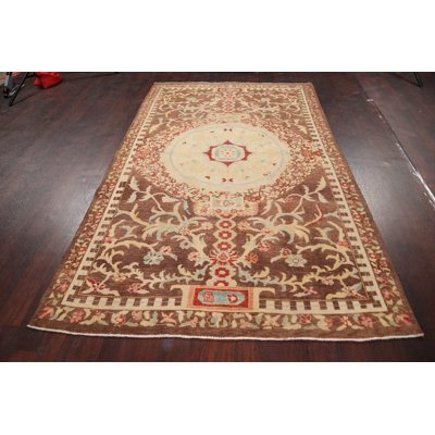 Tapis décoratif en laine noué à la main de conception unique 5 pi x 8 pi noué à la main New Age