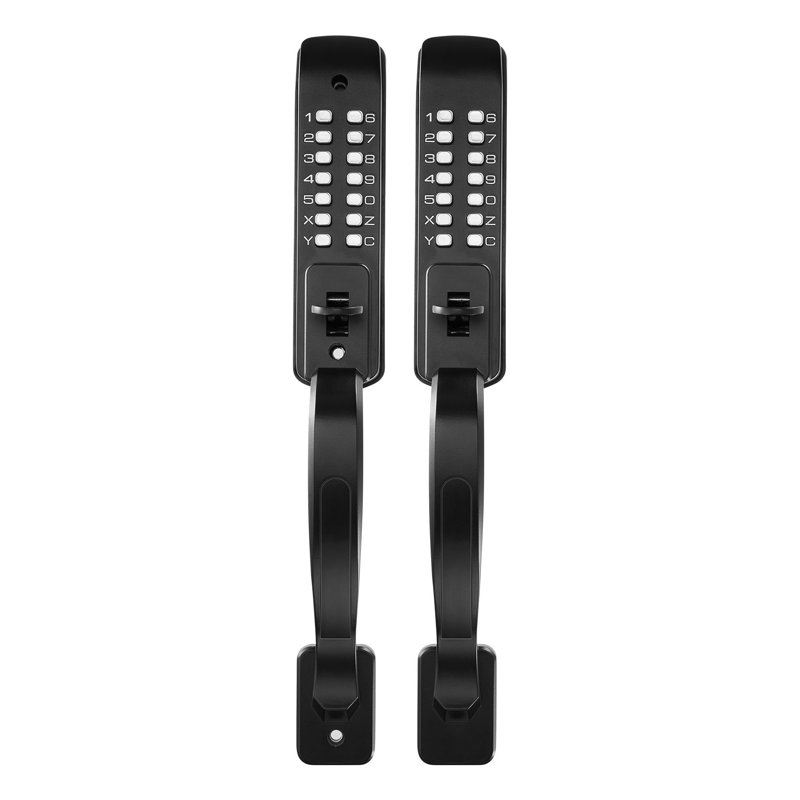 Mechanical Keyless Entry Door Lock with Pull Handle – Double-Sided Push Button Keypad, 4-7 Digit Code, Auto-Locking, for Garden Gates and Exterior Doors, Black