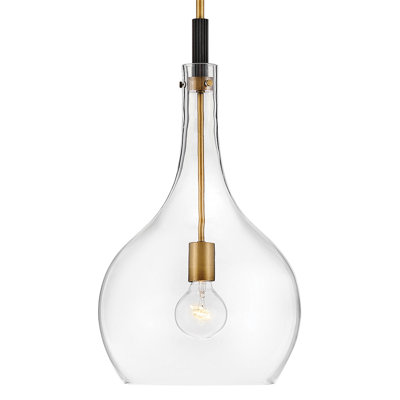 Luminaire suspendu en forme de goutte 23 po avec verre transparent Ziggy