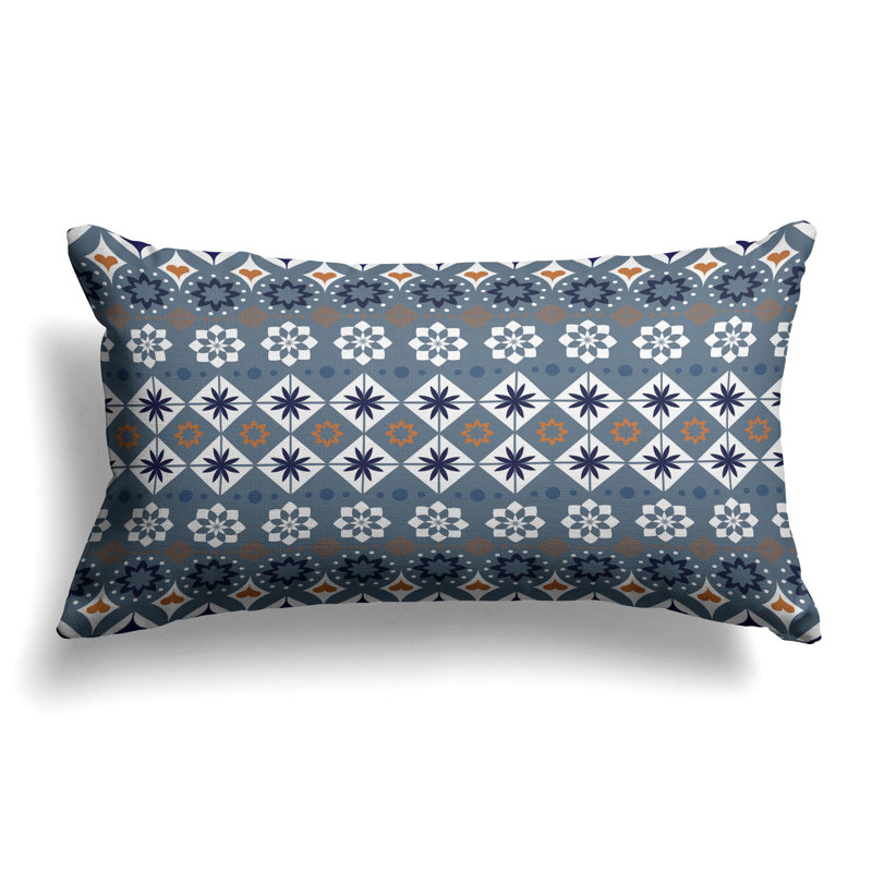 Shape Synergy  Rectangular Throw Pillow, Blue/Orange