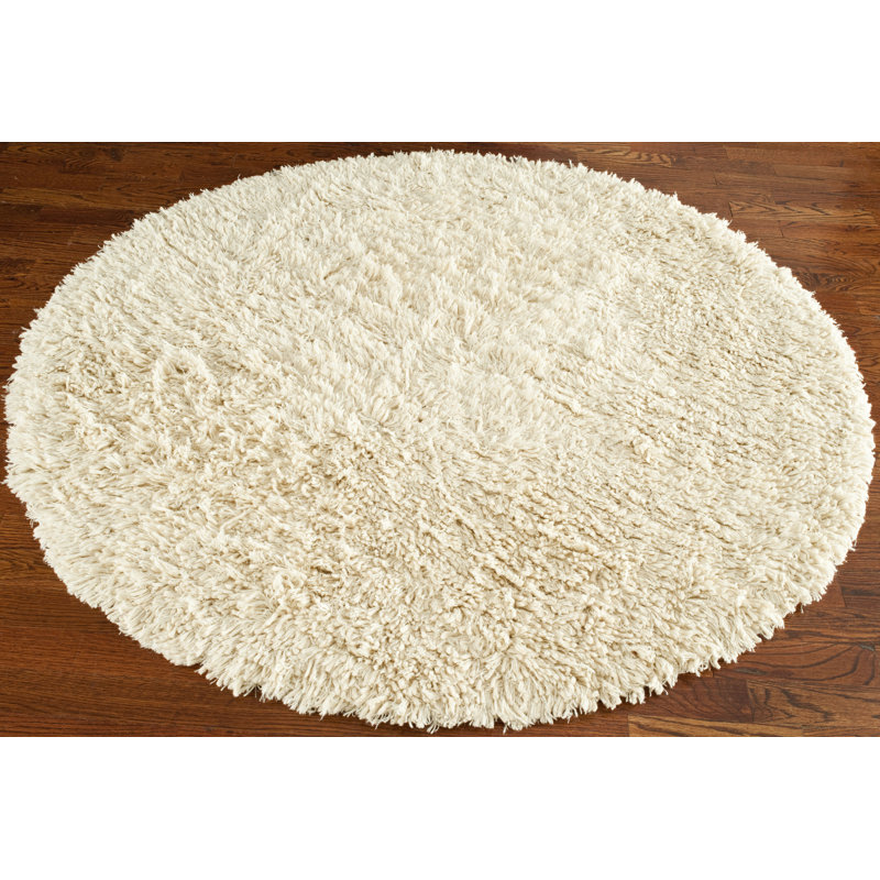 Delane Handwoven Wool Ivory Area Rug, Round 6'