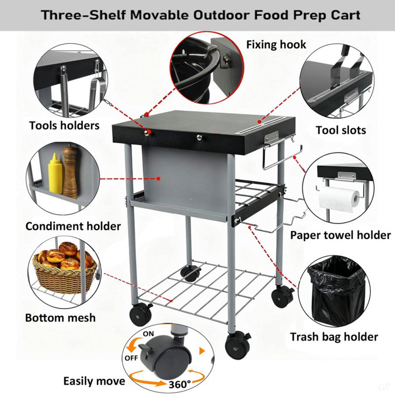 Chariot de table d'appoint Rolling Grill
