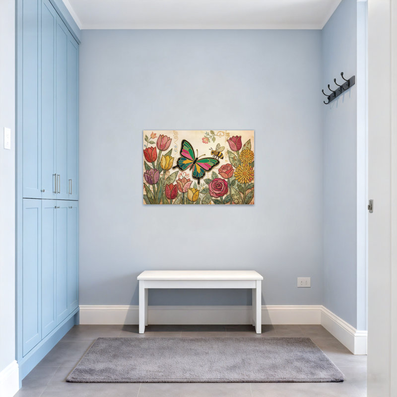 Animaux, animaux, fleurs, abeilles, jardin, reproduction d'art, H 28 po x l 40 po