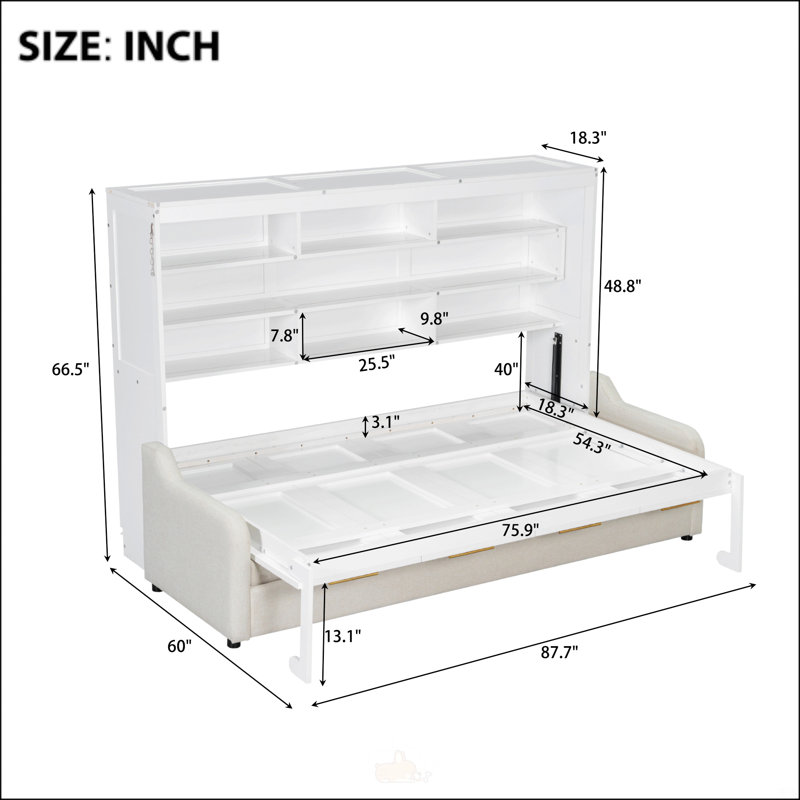  Lit armoire avec canapé escamotable Murphy, Double