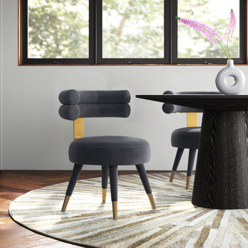 Reimers 18.5'' H Tufted Velvet Upholstered Side Chair, Grey Velvet
