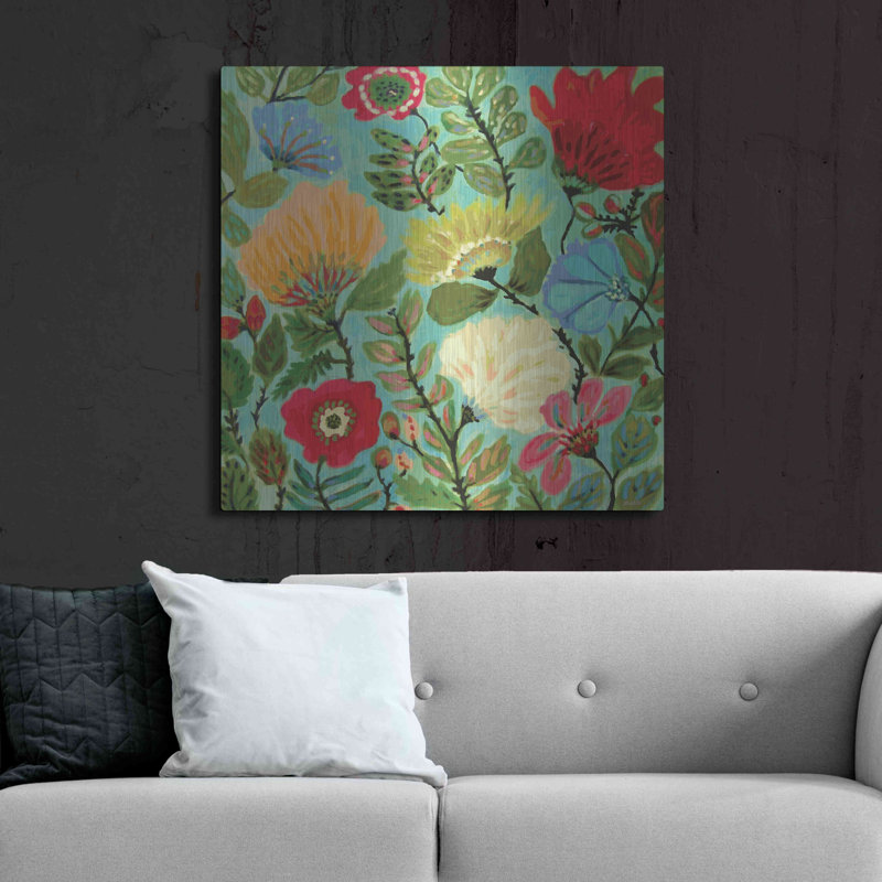 «Freedom Garden» par Karen Fields - peinture sur métal sans cadre, H 36 po x l 36 po x P 0,13 po