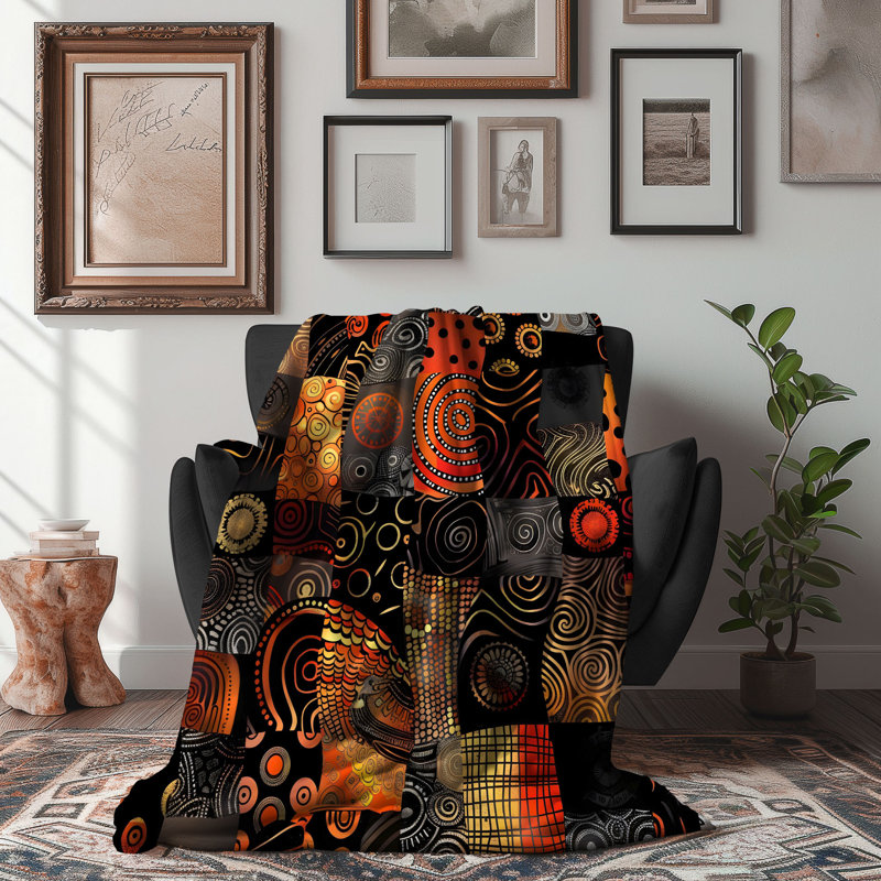 Décoration africaine - couverture en sherpa de qualité supérieure 1 pièce - reproduction d'art luxueuse, Grand lit