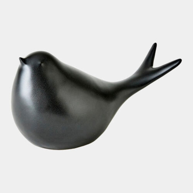 Sated Bird Ceramic Decorative Object, Black
