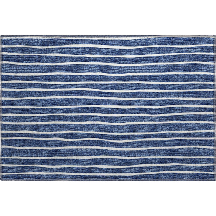 Premium Machine Washable Vaseem AMF138 Navy Rug