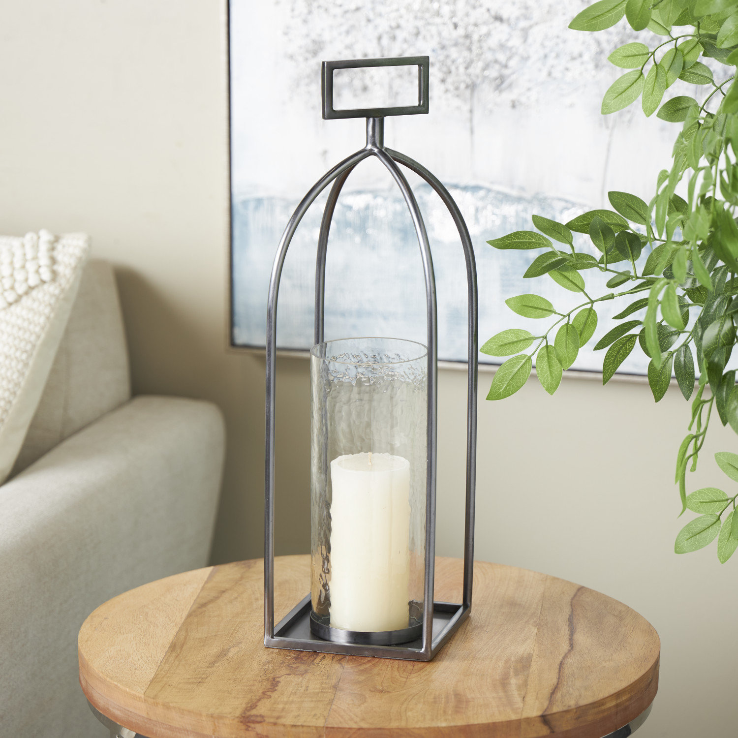 Metal Lantern Candle Holder, 20.2" H x 6" W x 5.95" D