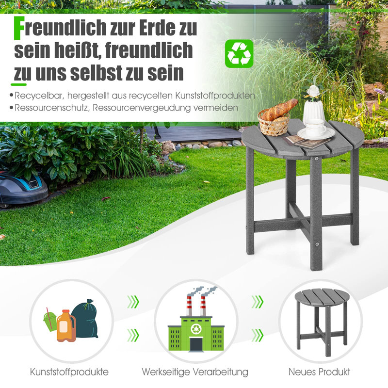 Lamija Round Outdoor Side Table , 46cm cm W 46cm cm D, Grey