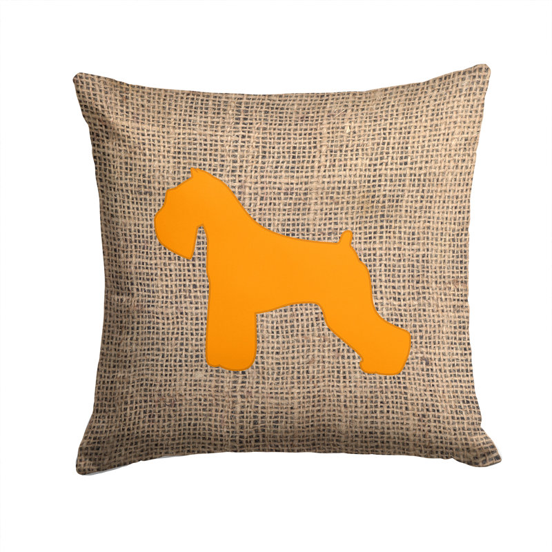 Coussin décoratif intérieur/extérieur schnauzer en toile jute, H 14 po x l 14 po x P 4 po, Orange