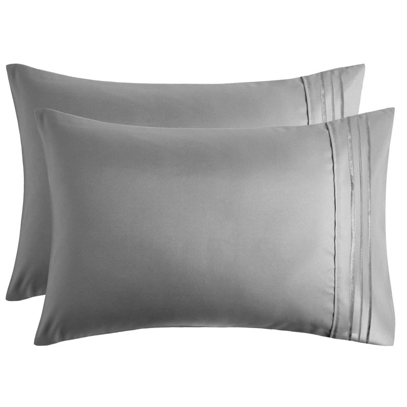  Brushed Microfiber Pillowcases Envelop Closure, Gray, King