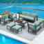 Charlsa Power Coated Aluminium 9 - Person Seating Group with Cushions-2116997048-2116117117