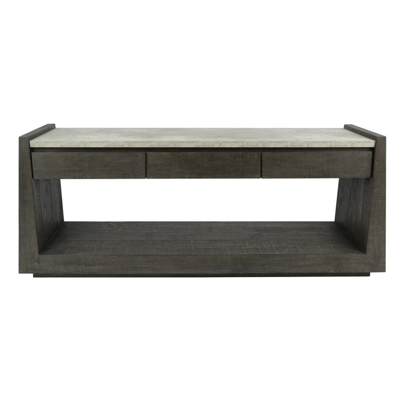 Tori 70" Dark Brown Reclaimed Wood Console Table with Concrete Top