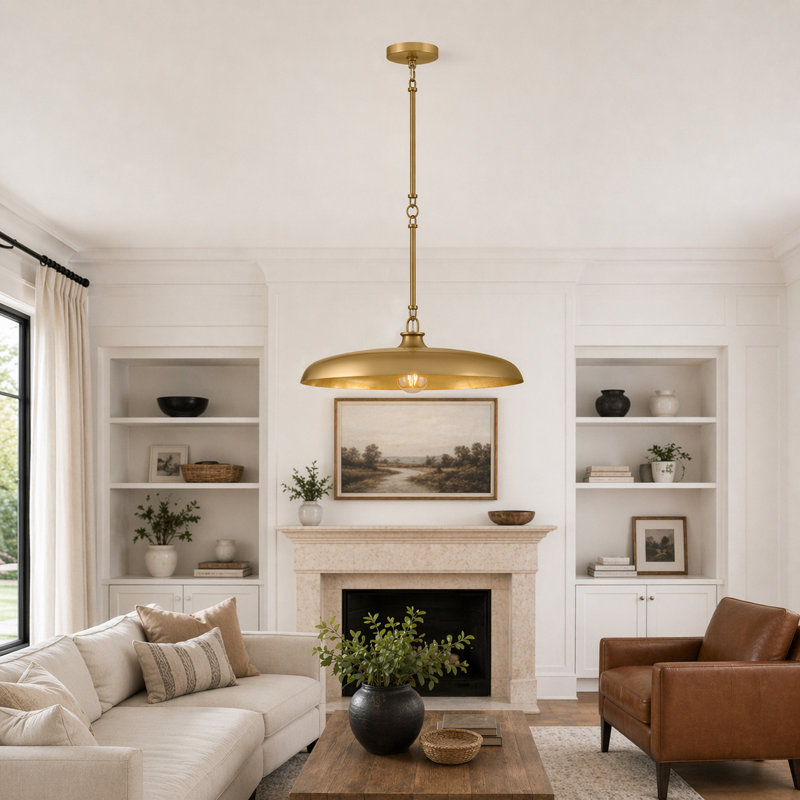 Sadie 1 - Light Steel Chandelier, Lacquered Brass, 8" H x 24" W x 24" D