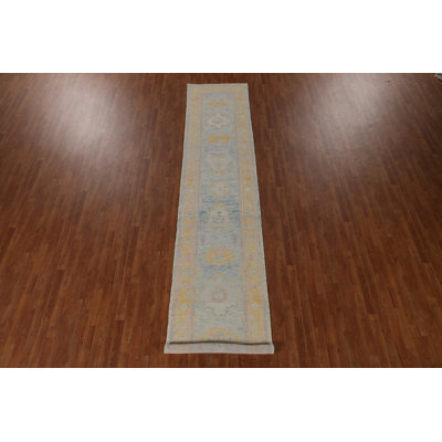 Vegetable Dye Oushak Turkish Runner Rug 3x14