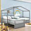 Lit plateforme simple avec 3 tiroirs de rangement - Lit simple en forme de L en bois massif, gris-1185293565
