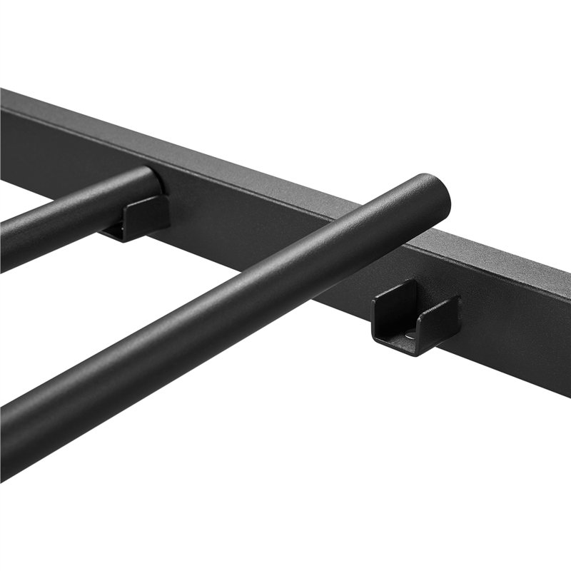 Metal-Framed Bed with High Headboard, Black, Kingsize (5')