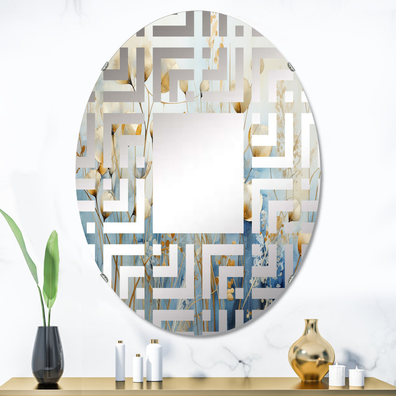 Miroir décoratif gris et doré Garden Delight I - Maze, 35,4 po x 23,6 po