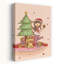 Christmas Girl And Dog Abstract Contemporary Christmas Tree Dog Winter Landscape Wall Art Print 1 Piece Wrapped Canvas Wall Art-421352520