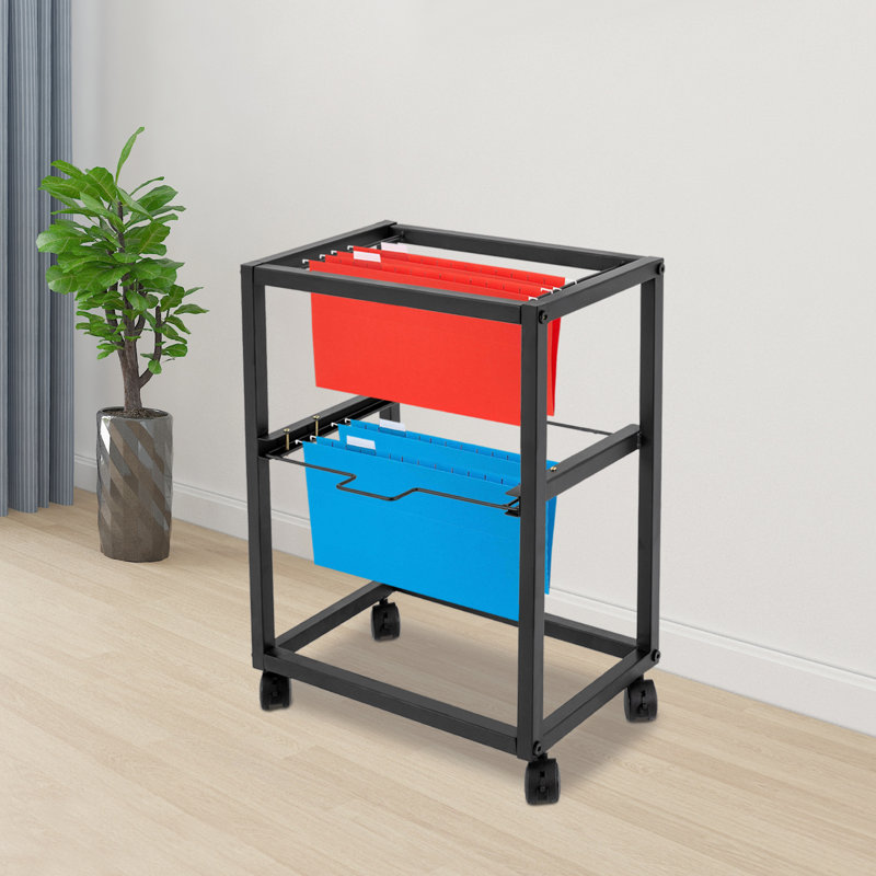 23.7'' H x 16'' W File Cart with Wheels, White