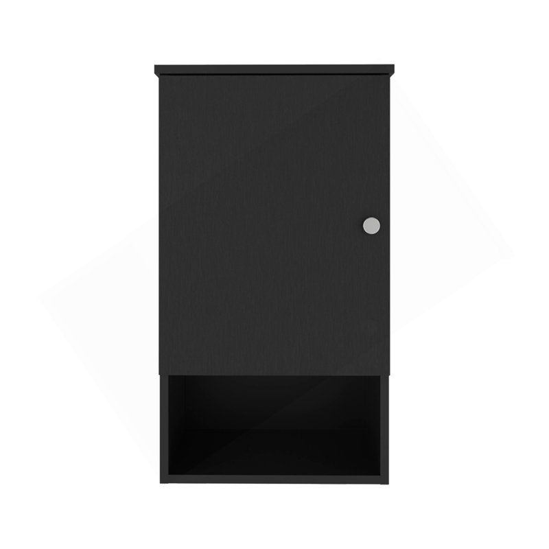 Armoire à pharmacie de 28 po de hauteur avec deux tablettes intérieures et une tablette ouverte, Noir