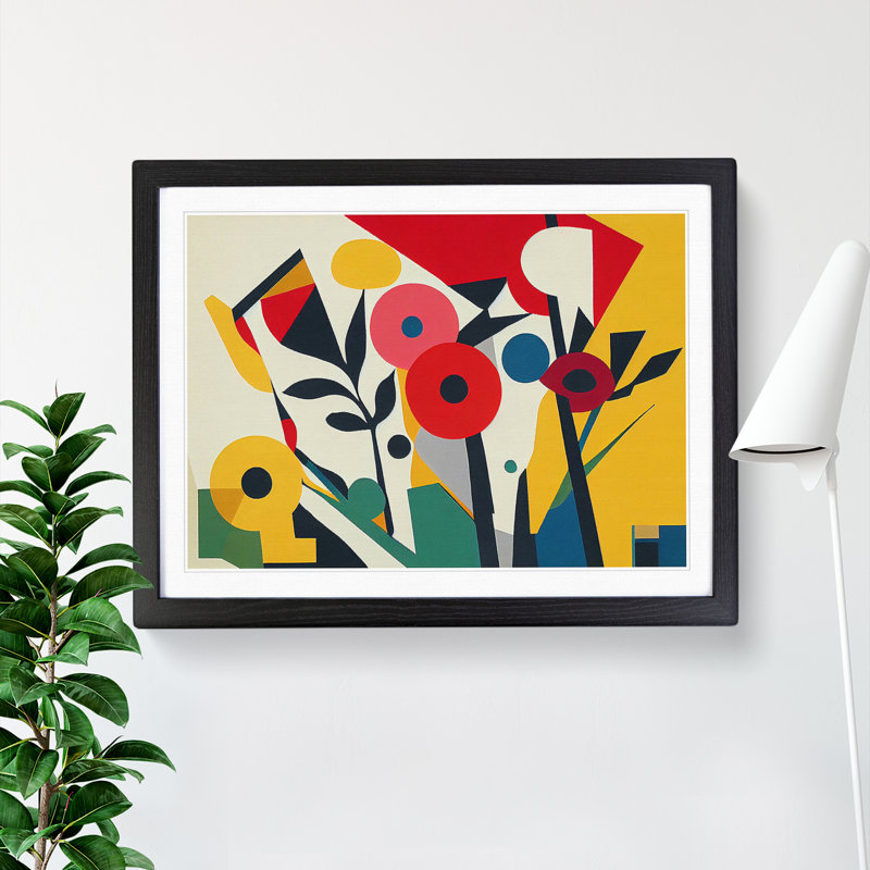 Favourable Abstract Flowers 1 Piece Single Picture Frame Wall Art, 34cm H x 46cm W x 2cm D, Black
