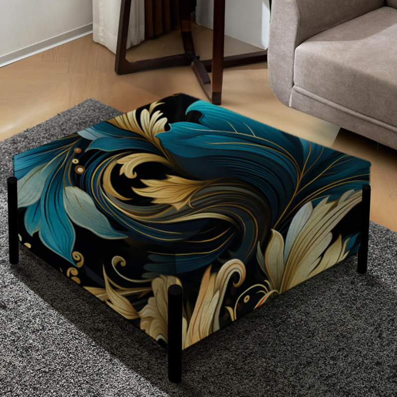 Inspirations Art déco - Motif cachemire - Grand repose-pieds carré à motif cachemire