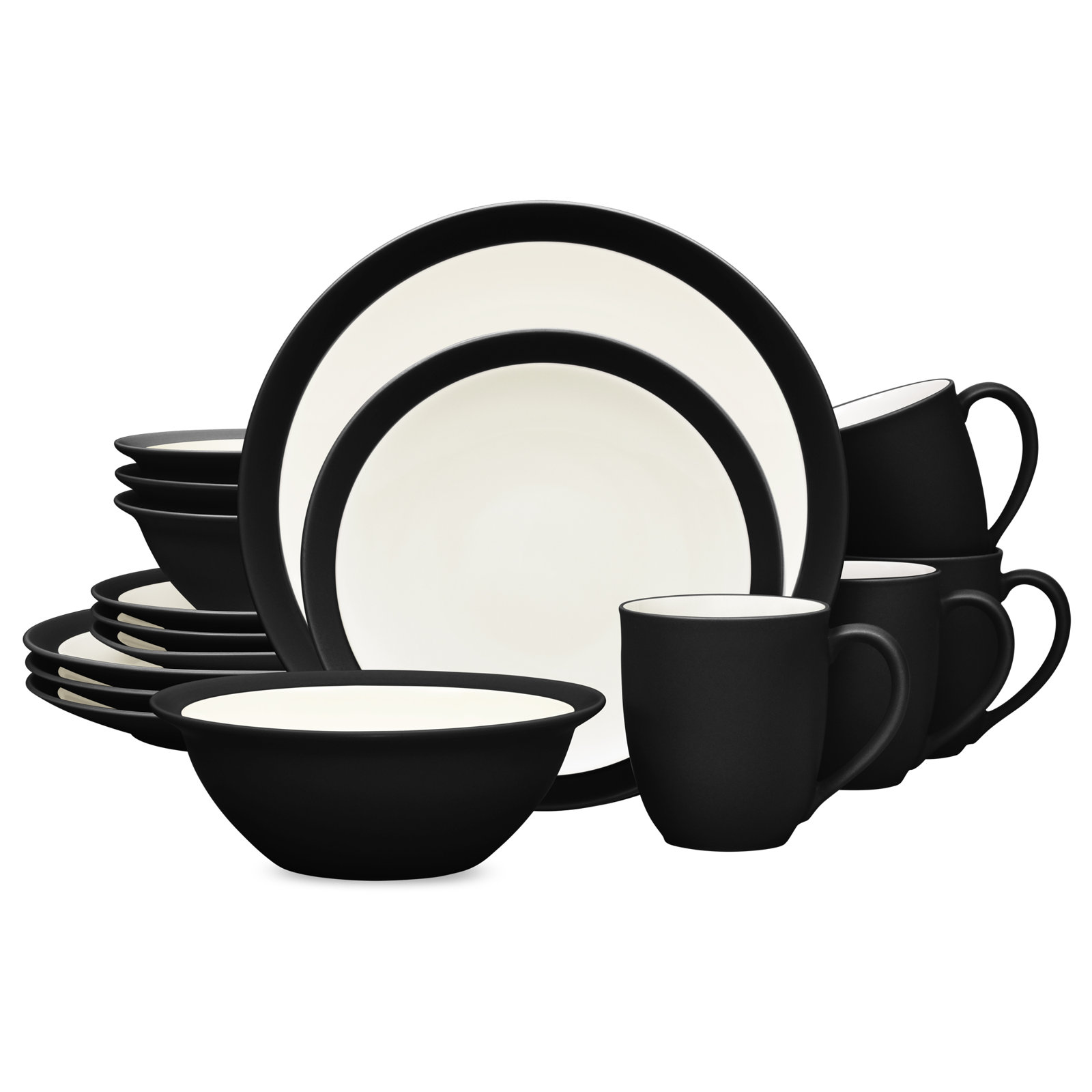 Colorwave Stoneware Dinnerware Set - Service for 4, Graphite