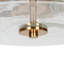 Modern Brass Gold 2-Light Semi-Flush Mount with Seeded Glass Shade