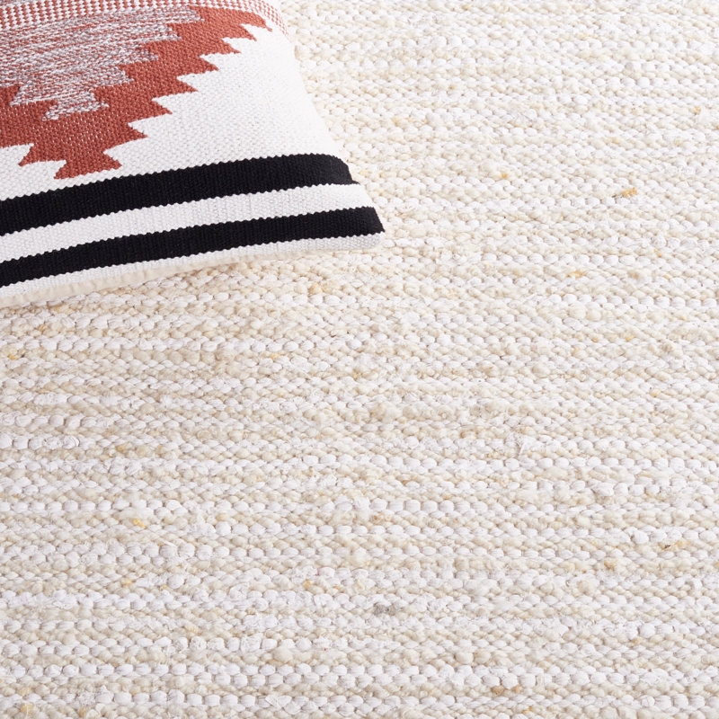 Tapis ivoire / beige tissé à plat à la main Garret, Rond 6 pi